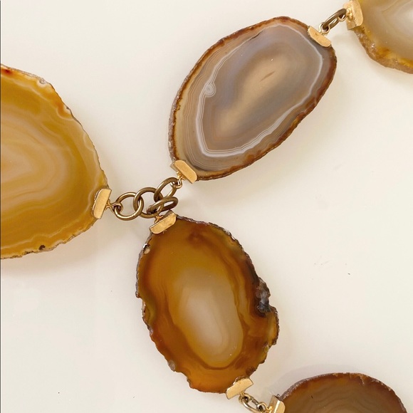 Vintage Agate Gold Chain Stone Necklace - Picture 7 of 9